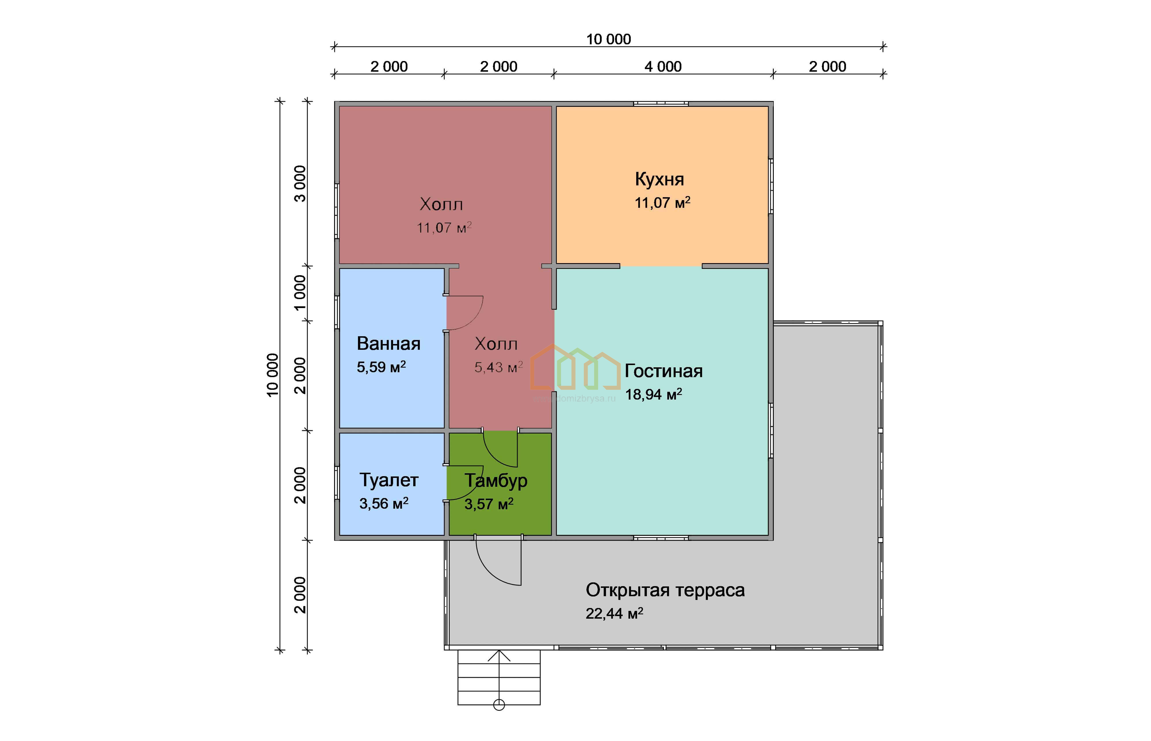 Каркасный дом 10х10 с мансардой - цена 2458000 руб под ключ в Мурманске.  Площадь: 152 м² с террасой